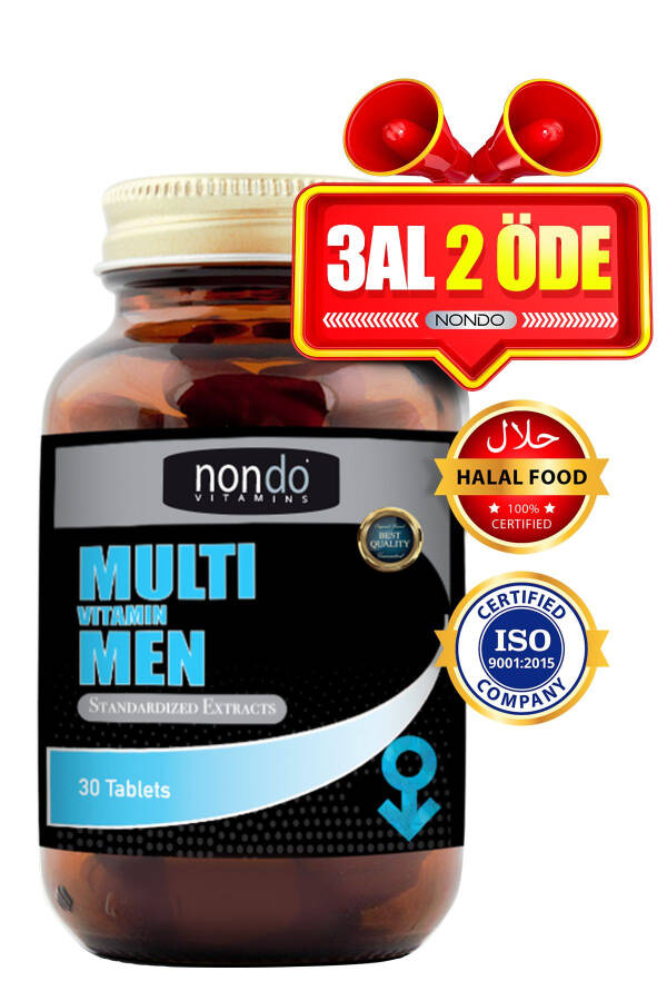 Multivitamin Erkek 30 Tablet (A,B1,B2,B3,B6,B7,B12,C,D,E,H VİTAMİNLERİ, PANAX GİNSENG, SAW PALMETTO) - 1