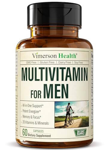 Multivitamin for Men - Daily Mens Multivitamins & Multiminerals Supplement for Energy, Focus and Performance. Mens Vitamins A, C, D, E & B12, Zinc, Calcium, Magnesium & More. Multi Vitamin Capsules - 2