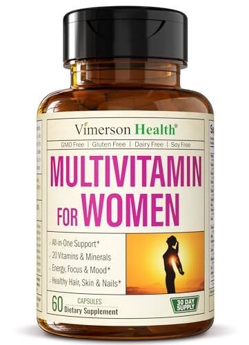 Multivitamin for Women - Women's Multivitamin & Multimineral Supplement for Energy, Mood, Hair, Skin & Nails - Women's Daily Multivitamins A, B, C, D, E, Zinc, Calcium & More. Women's Vitamins Capsules - 8