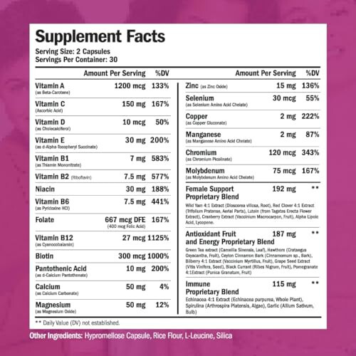 Multivitamin for Women - Women's Multivitamin & Multimineral Supplement for Energy, Mood, Hair, Skin & Nails - Women's Daily Multivitamins A, B, C, D, E, Zinc, Calcium & More. Women's Vitamins Capsules - 10