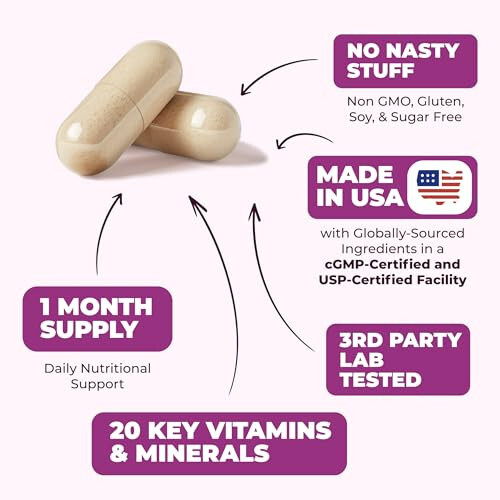 Multivitamin for Women - Women's Multivitamin & Multimineral Supplement for Energy, Mood, Hair, Skin & Nails - Women's Daily Multivitamins A, B, C, D, E, Zinc, Calcium & More. Women's Vitamins Capsules - 13