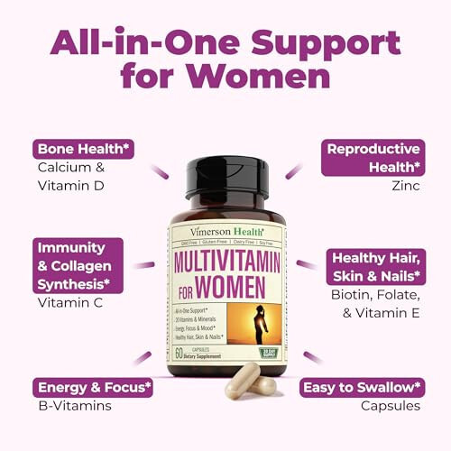 Multivitamin for Women - Women's Multivitamin & Multimineral Supplement for Energy, Mood, Hair, Skin & Nails - Women's Daily Multivitamins A, B, C, D, E, Zinc, Calcium & More. Women's Vitamins Capsules - 14