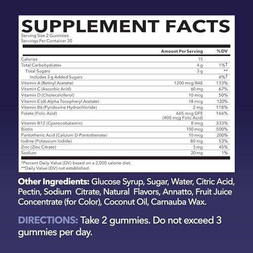 Multivitamin Gummies for Men and Women - GLP-1 Nutritional Support with Daily Vitamins and Minerals for Optimal Wellness - Adults Multivitamin Gummy with Vitamin C, D and Zinc - Month Supply - 2