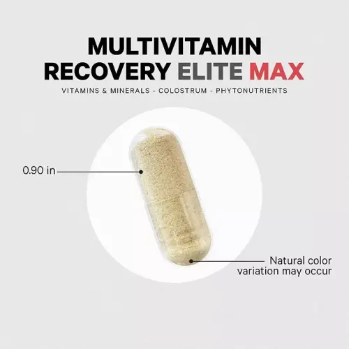 Multivitamin Recovery Elite Max Supplement - Vitamins A, C, D, E, B-Complex, Essential Minerals, Antioxidants, Colostrum, Phytonutrients, Pantethine, Non-GMO, Sport Multivitamins - 90 Capsules-Open Miscellaneous - 4