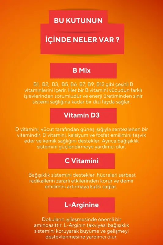 Мультивитамины для роста детей (витамин C, D, группа B, L-аргинин) - 2