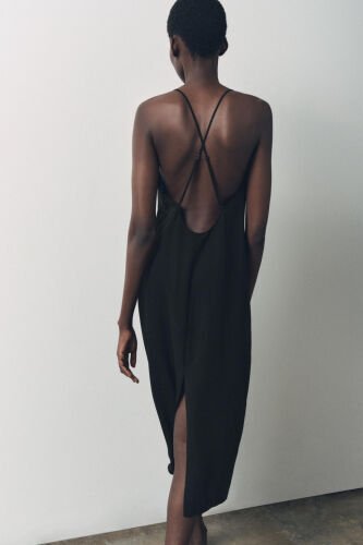 MULTIWAY STRAP MAXI SLIP DRESS-Black - 3