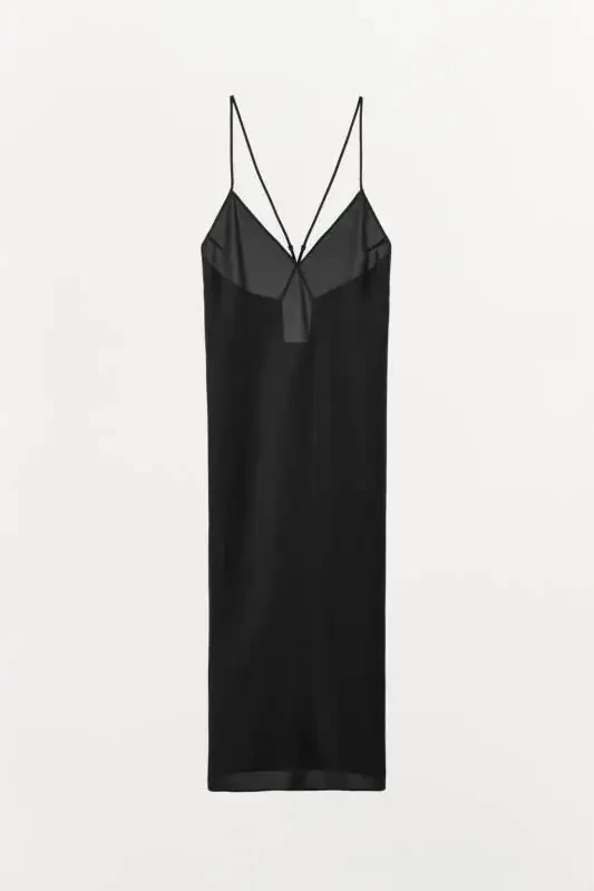 MULTIWAY STRAP MAXI SLIP DRESS-Black - 4