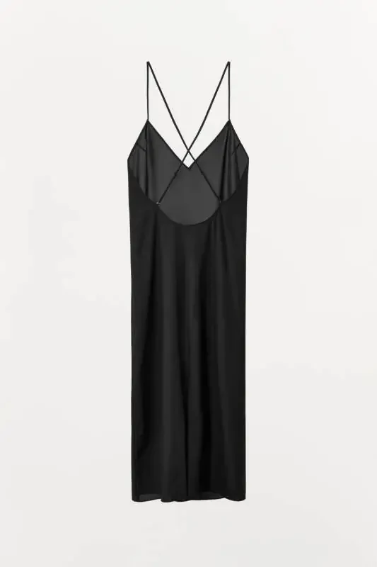 MULTIWAY STRAP MAXI SLIP DRESS-Black - 5