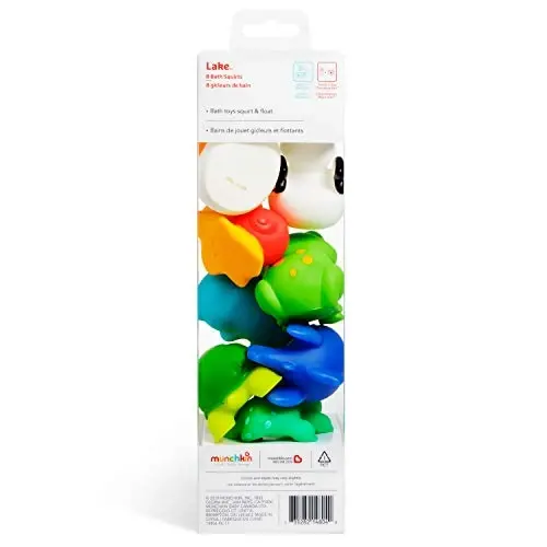 Munchkin Baby Bath Toy Squirts chaqaloqlar va yosh bolalar uchun 9 oydan boshlab, Lake Animal Squirters, 8 Pack - 5