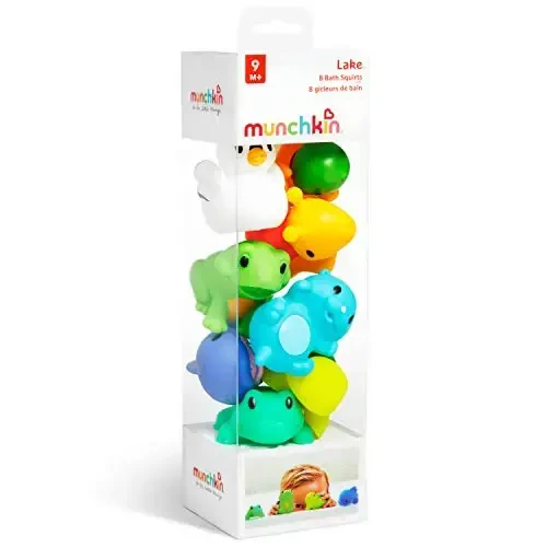 Munchkin Baby Bath Toy Squirts chaqaloqlar va yosh bolalar uchun 9 oydan boshlab, Lake Animal Squirters, 8 Pack - 4