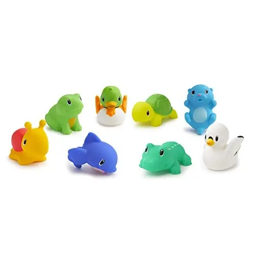 Munchkin Baby Bath Toy Squirts chaqaloqlar va yosh bolalar uchun 9 oydan boshlab, Lake Animal Squirters, 8 Pack - 3