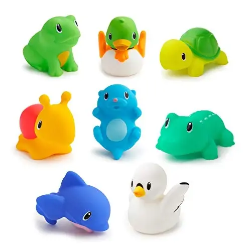 Munchkin Baby Bath Toy Squirts for Babies and Toddlers 9 Months and Up, Lake Animal Squirters, 8 Pack - MUNCHKIN