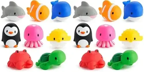 Munchkin Bath Toy Squirts, Ocean Sea Animal | 9 Months and Up | 16 Pack | For Babies and Toddlers 