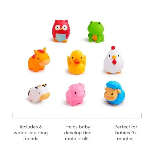 Munchkin Baby Bath Toy Squirts for Babies and Toddlers 9 Months and Up, Farm Animal Squirters, 8 Pack - 5