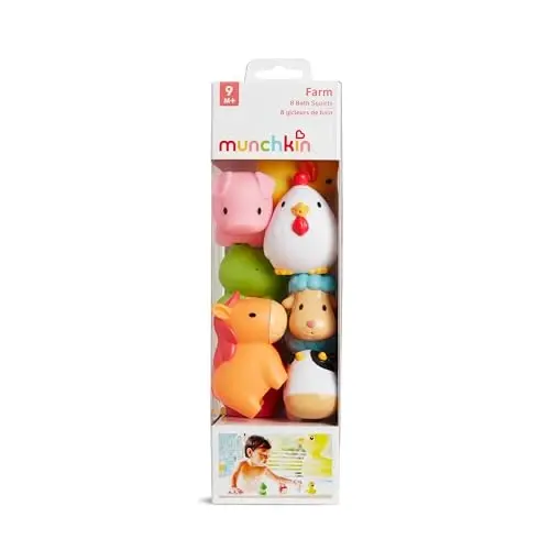 Munchkin Baby Bath Toy Squirts for Babies and Toddlers 9 Months and Up, Farm Animal Squirters, 8 Pack - 6