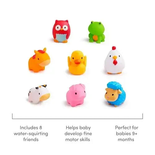 Munchkin Baby Bath Toy Squirts for Babies and Toddlers 9 Months and Up, Farm Animal Squirters, 8 Pack - 5