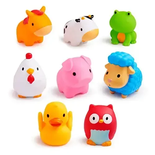 Munchkin Baby Bath Toy Squirts for Babies and Toddlers 9 Months and Up, Farm Animal Squirters, 8 Pack 