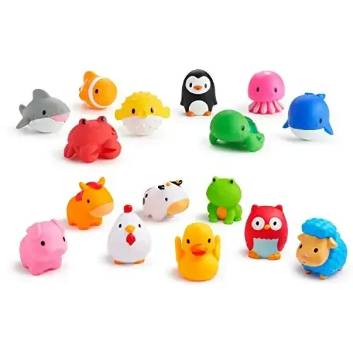 Munchkin Baby Bath Toy Squirts for Babies and Toddlers 9 Months and Up, Farm and Ocean Animal Squirters, 16 Pack - 4