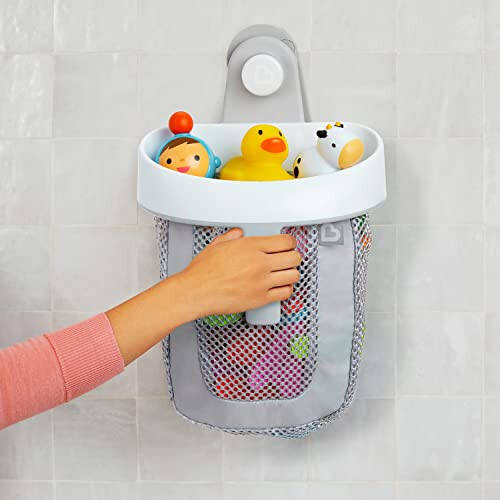 Munchkin® Super Scoop™ Hanging Bath Toy Storage with Quick Drying Mesh, Grey - 3