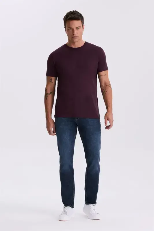 Mürdüm %100 Pamuk Slim Fit Bisiklet Yaka Basic T-Shirt - JAKAMEN