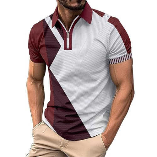 Muscularfit Mens Golf Shirts Short Sleeve Color Block Quarter Zipper Polo Shirt Summer Casual Trendy Outfits Clothing 2024 - 1