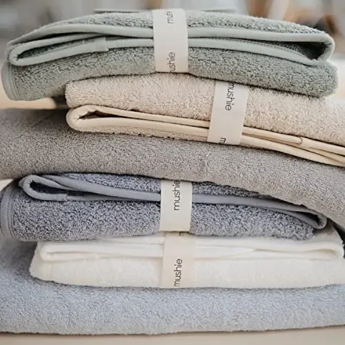 mushie Baby Hooded Towel | Organic Cotton (Baby Blue) - 3