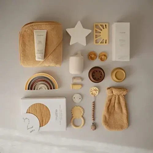 mushie Baby Hooded Towel | Organic Cotton (Fall Yellow) - 6