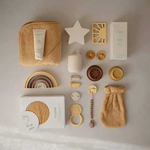 mushie Baby Hooded Towel | Organic Cotton (Fall Yellow) - 6