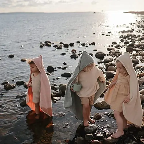 mushie Baby Hooded Towel | Organic Cotton (Fog) - 5