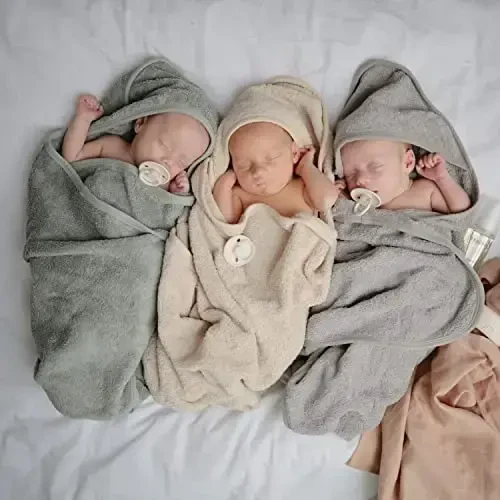 mushie Baby Hooded Towel | Organic Cotton (Moss) - 5