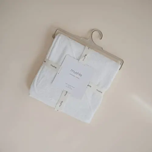 mushie Baby Hooded Towel | Organic Cotton (Pearl) - 3