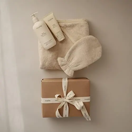 mushie Baby Hooded Towel | Organic Cotton (Pearl) - 5