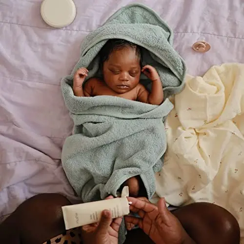 mushie Baby Hooded Towel | Organic Cotton (Sea Mist) - 3