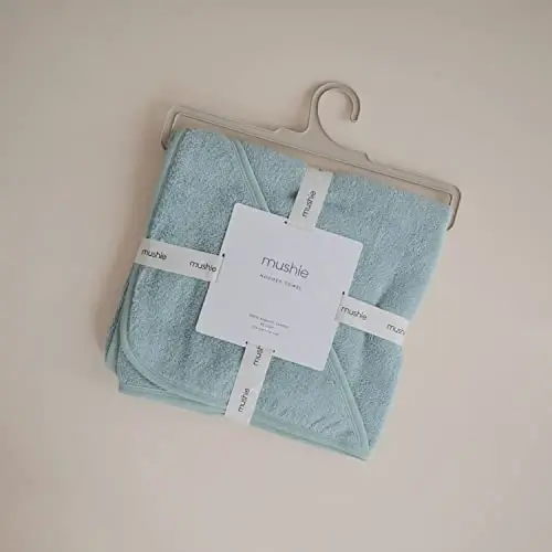 mushie Baby Hooded Towel | Organic Cotton (Sea Mist) - 4