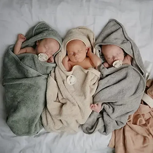 mushie Baby Hooded Towel | Organic Cotton (Gray) - 4