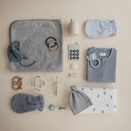 mushie Baby Hooded Towel | Organic Cotton (Gray) - 6