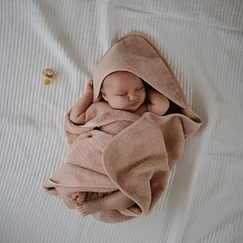 mushie Baby Hooded Towel | Organic Cotton (Blush) - 2