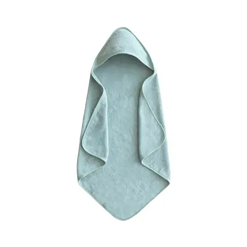 mushie Baby Hooded Towel | Organic Cotton (Sea Mist) 