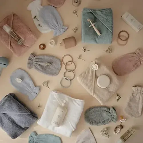 mushie Baby Hooded Towel | Organic Cotton (Pearl) - 7