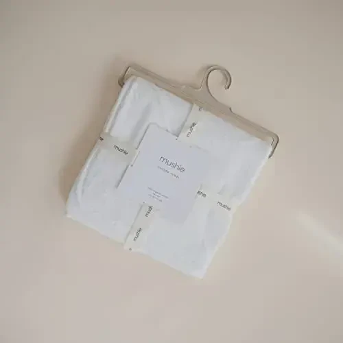 mushie Baby Hooded Towel | Organic Cotton (Pearl) - 3