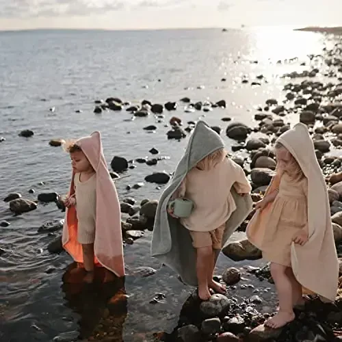 mushie Baby Hooded Towel | Organic Cotton (Fog) - 5