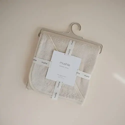 mushie Baby Hooded Towel | Organic Cotton (Fog) - 3