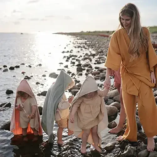 Mushie chaqaloqlar uchun kaputli sochiq | Organik paxta (Pushti) - 3