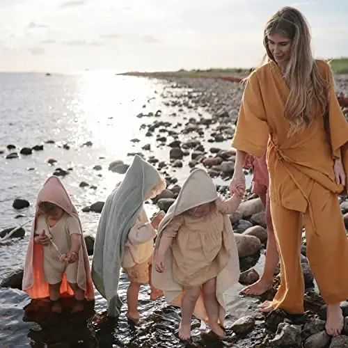 Mushie chaqaloqlar uchun kaputli sochiq | Organik paxta (Pushti) - 3