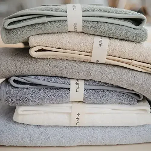 mushie Baby Hooded Towel | Organic Cotton (Baby Blue) - 3