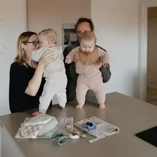 mushie Water Resistant Wet Bags | Large & Small Reusable Storage Bag for Baby Items and Travel | Zippered Pockets with Handle | Machine Washable, Set of 2 (Blush) - 6