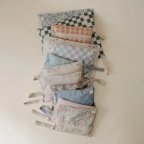 mushie Water Resistant Wet Bags | Large & Small Reusable Storage Bag for Baby Items and Travel | Zippered Pockets with Handle | Machine Washable, Set of 2 (Blush) - 4