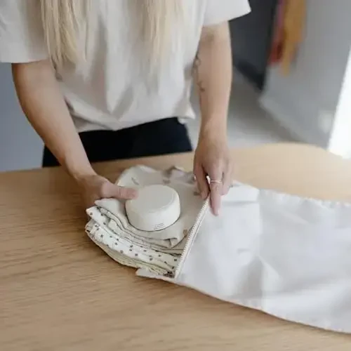 mushie Water Resistant Wet Bags | Large & Small Reusable Storage Bag for Baby Items and Travel | Zippered Pockets with Handle | Machine Washable, Set of 2 (Sun) - 6