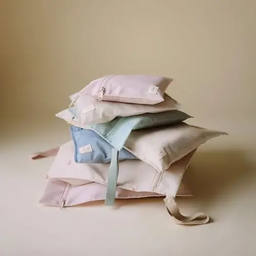 mushie Suvga chidamli Ho'l Sumkalar | Katta va Kichik Qayta Foydalanish Mumkin Bo'lgan Bolalar Buyumlari va Sayohat uchun Saqlash Sumkasi | Tutqichli Fermuarlı cho'ntaklar | Mashinada Yuviladigan, 2 to'plam (Rim Yashili) - 5