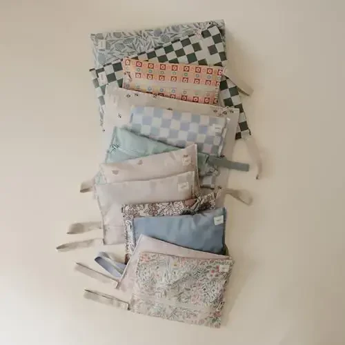 mushie Suvga chidamli ho'l sumkalar | Katta va kichik qayta foydalanish mumkin bo'lgan saqlash sumkasi chaqaloq buyumlari va sayohat uchun | Tutqichli fermuarlı cho'ntaklar | Mashinada yuvish mumkin, 2 dona to'plam (ko'k gullar) - 3